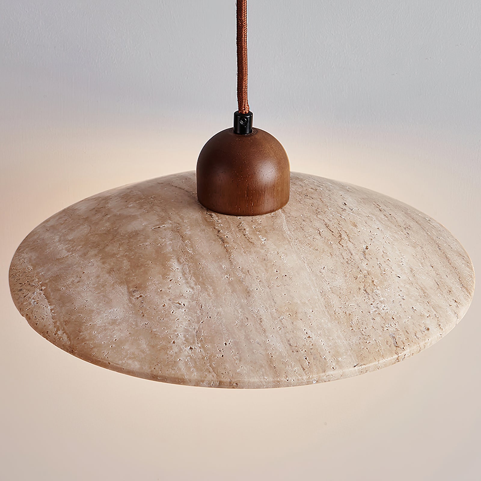 Lámpara Colgante de Travertino y Vidrio, Diseño Moderno y Rústico, Ideal para Techo – Beige y Blanco, 25 cm Diámetro 6