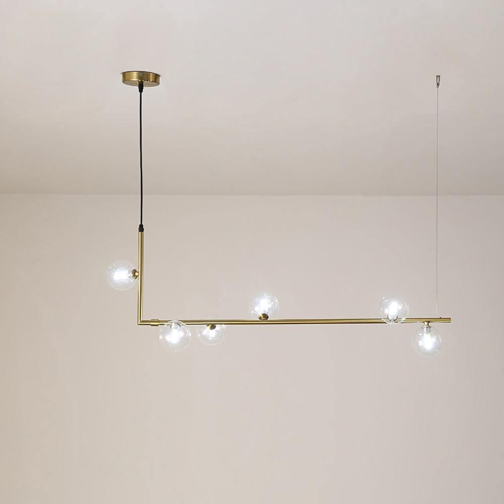Lámpara Colgante de Vidrio Air 73 con Estructura de Metal Negro y Esferas Transparentes 9