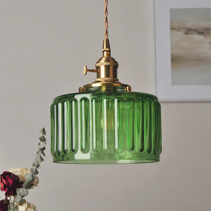 Lámpara Colgante de Vidrio Cilíndrica Vintage con Diseño Elegante y Luz Cálida 0