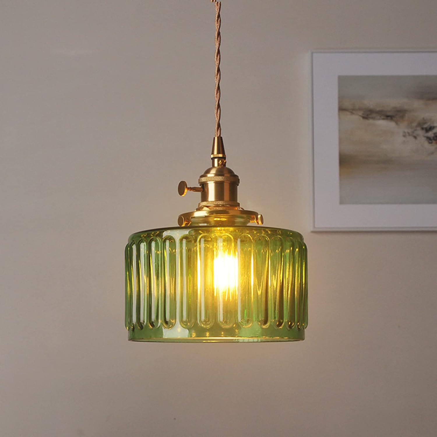 Lámpara Colgante de Vidrio Cilíndrica Vintage con Diseño Elegante y Luz Cálida 1