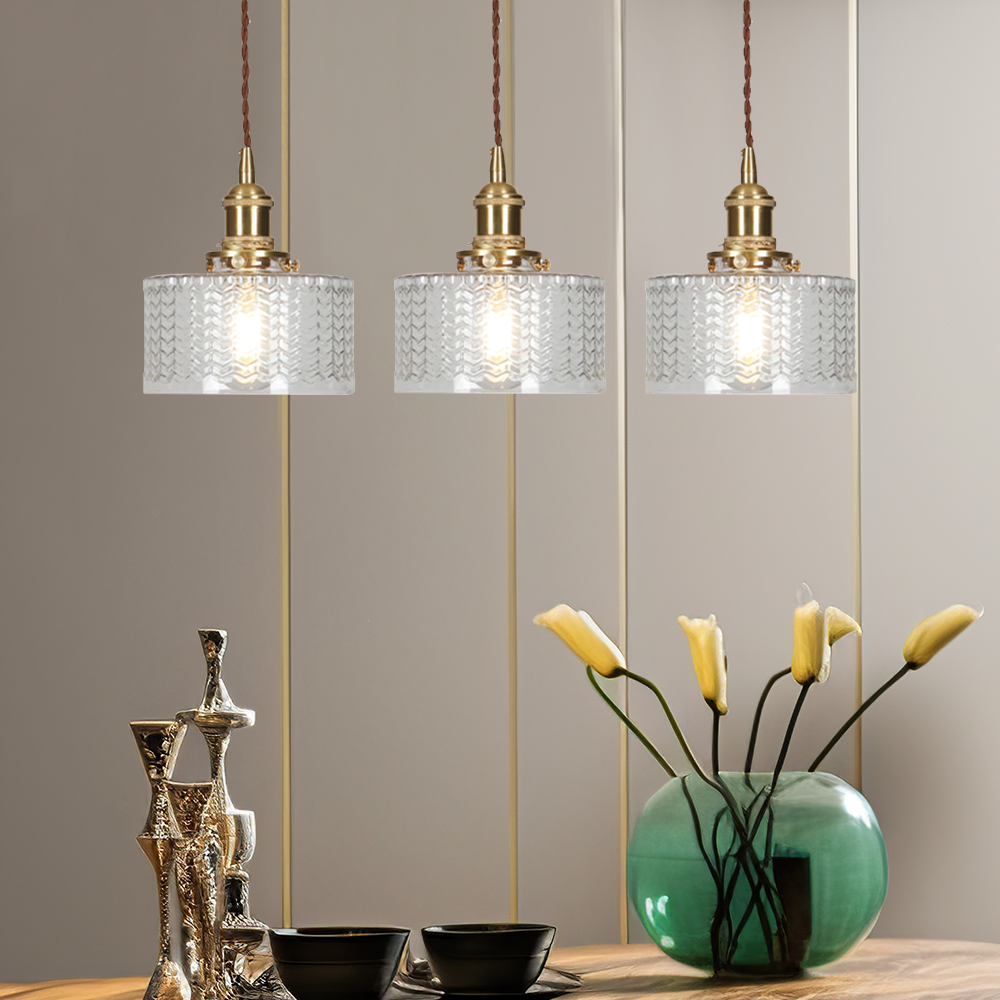 Lámpara Colgante de Vidrio Cilíndrica Vintage con Diseño Elegante y Luz Cálida 11
