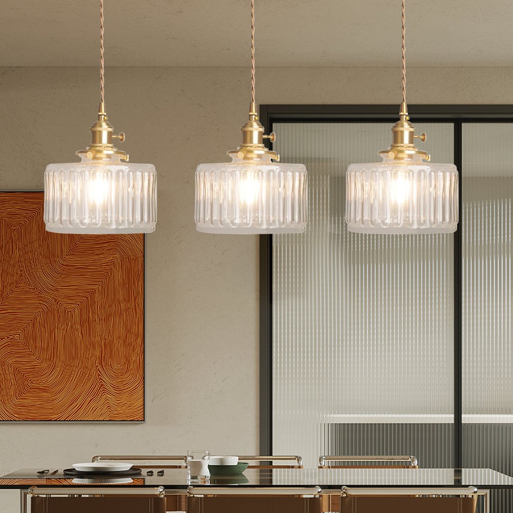 Lámpara Colgante de Vidrio Cilíndrica Vintage con Diseño Elegante y Luz Cálida 12