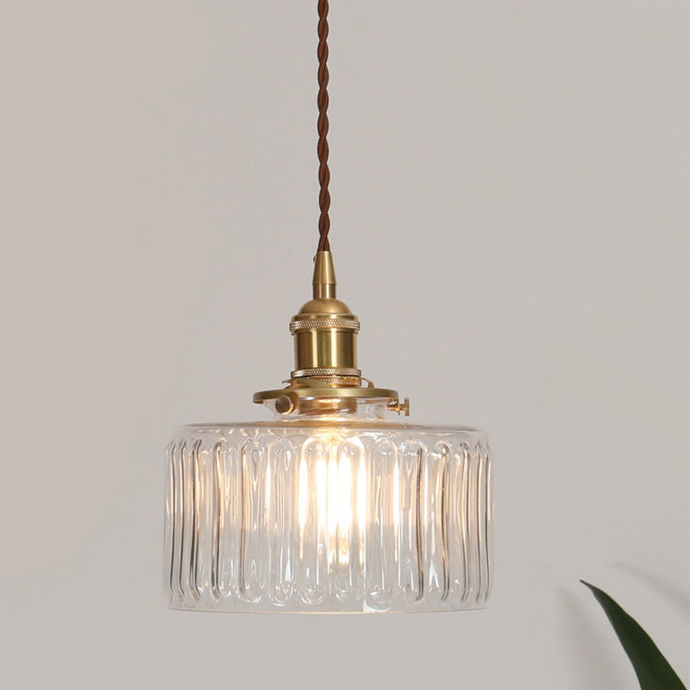 Lámpara Colgante de Vidrio Cilíndrica Vintage con Diseño Elegante y Luz Cálida 13