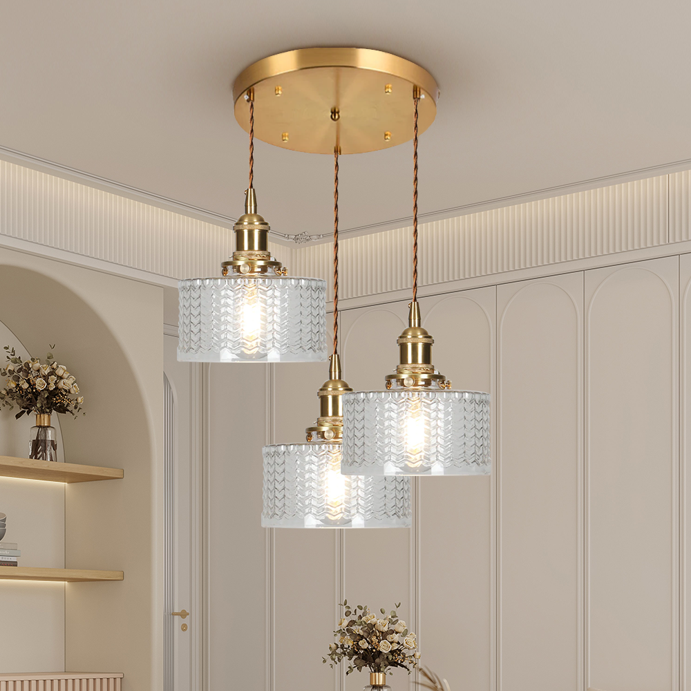 Lámpara Colgante de Vidrio Cilíndrica Vintage con Diseño Elegante y Luz Cálida 16