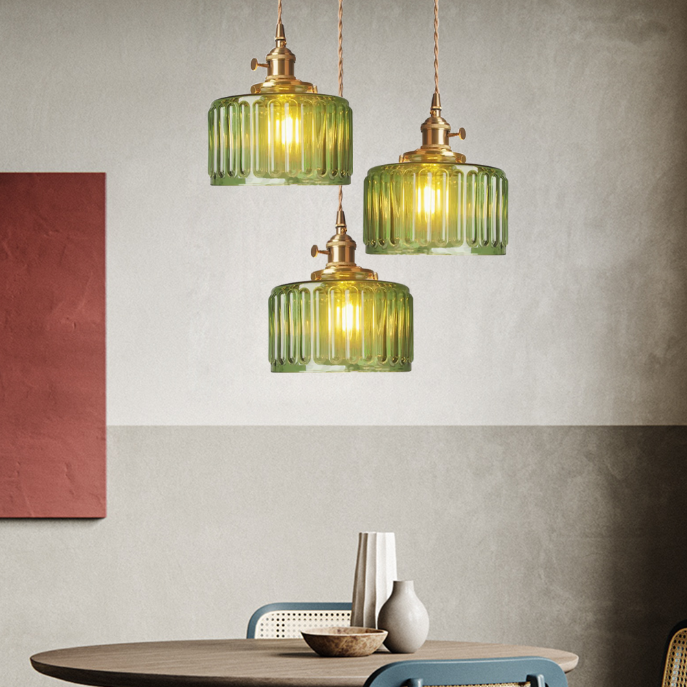 Lámpara Colgante de Vidrio Cilíndrica Vintage con Diseño Elegante y Luz Cálida 6