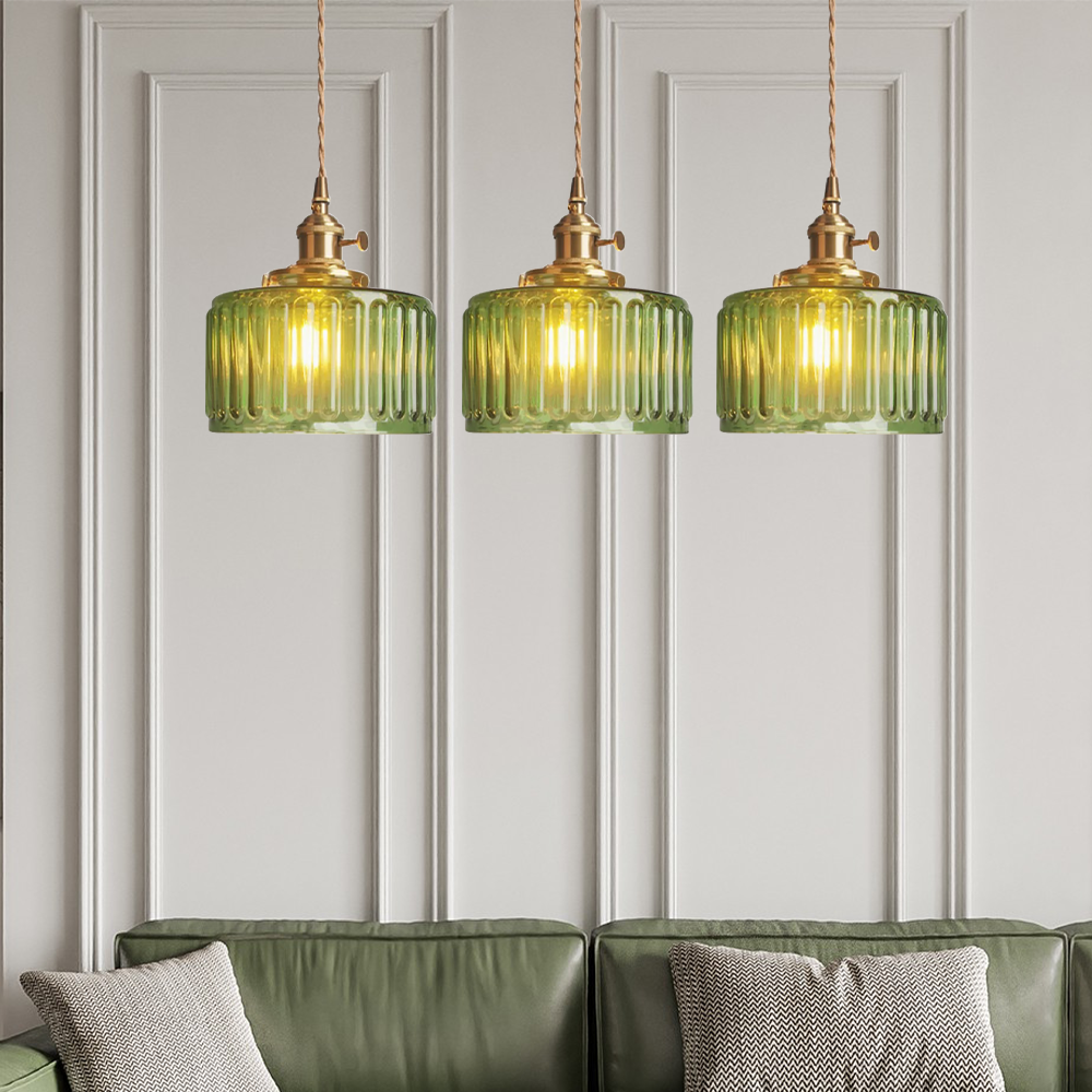 Lámpara Colgante de Vidrio Cilíndrica Vintage con Diseño Elegante y Luz Cálida 7