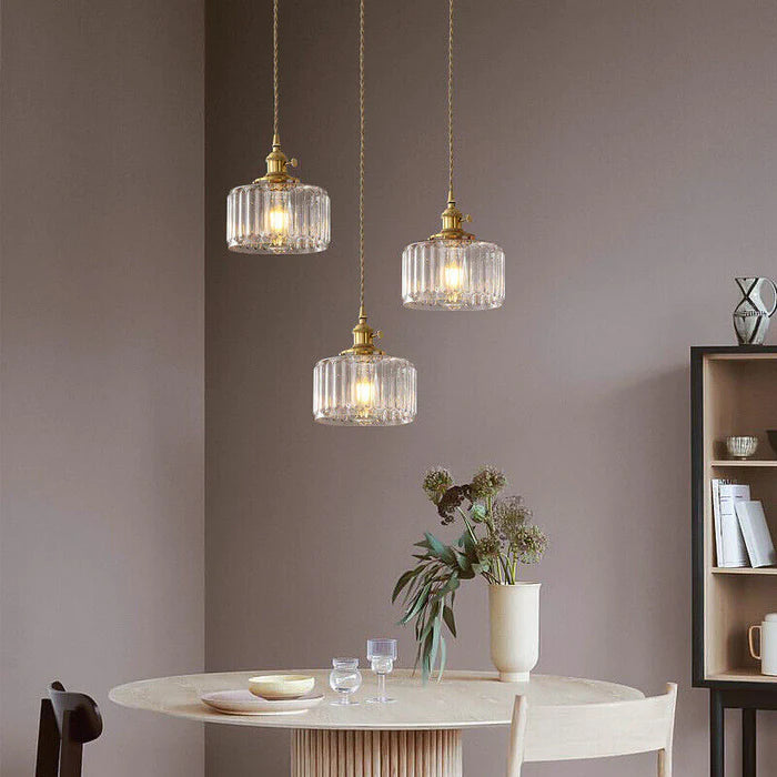 Lámpara Colgante de Vidrio Cilíndrica Vintage con Diseño Elegante y Luz Cálida 9