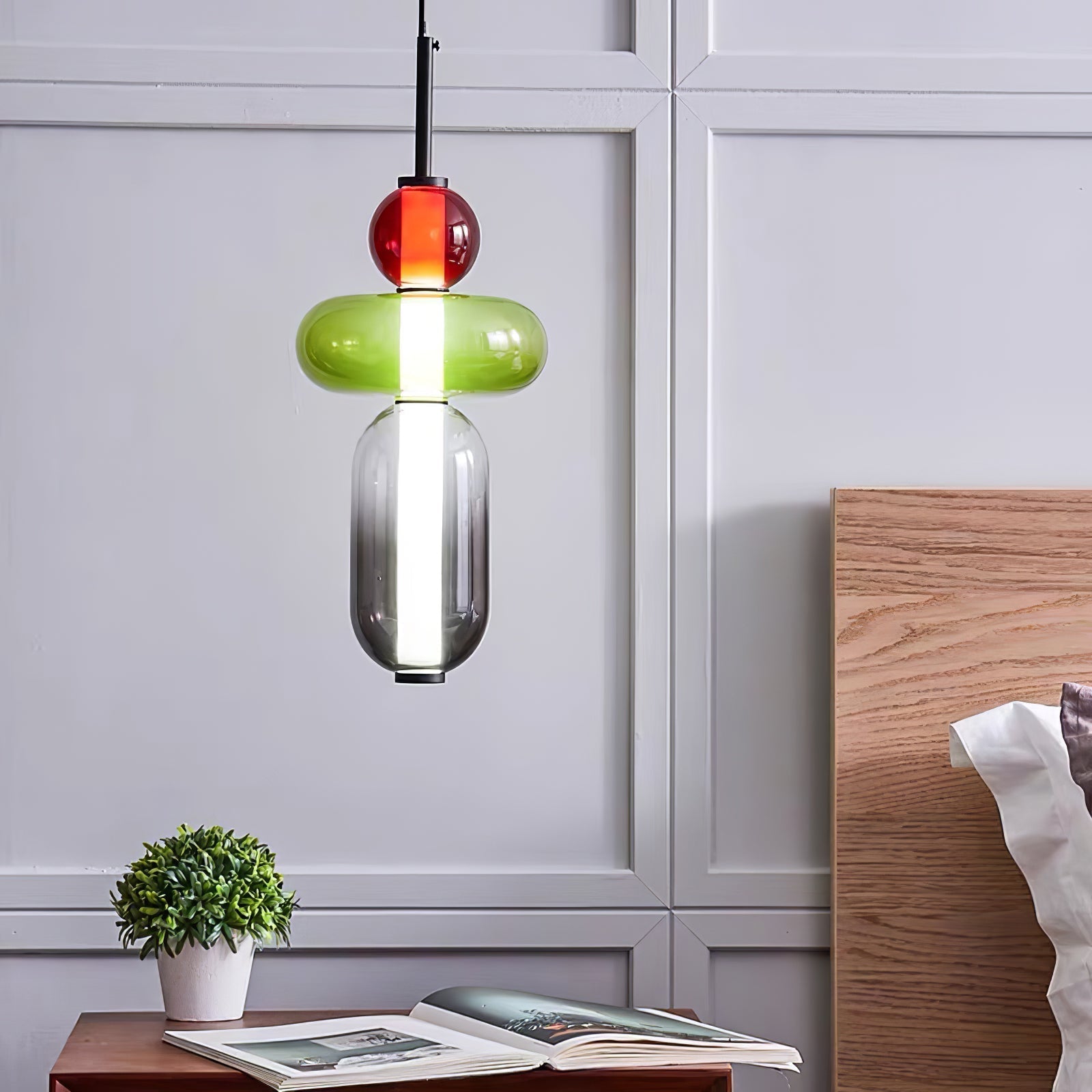 Lámpara Colgante de Vidrio Colorido con LED Integrado – Diseño Moderno y Elegante 5