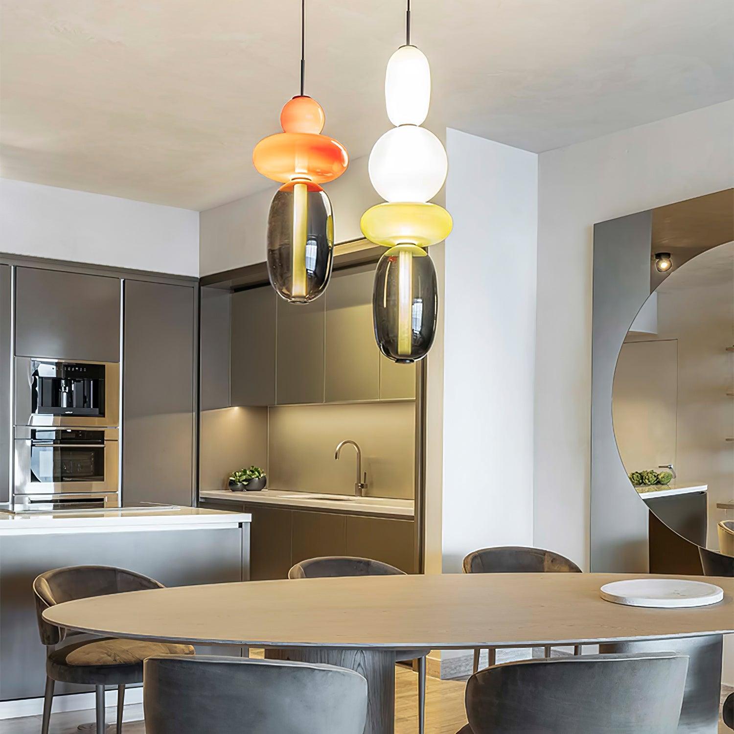 Lámpara Colgante de Vidrio Colorido con LED Integrado – Diseño Moderno y Elegante 7
