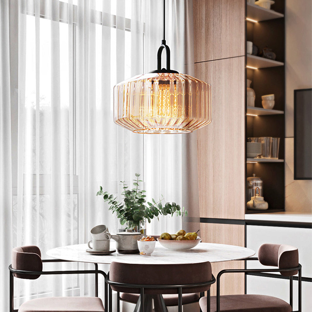 Lámpara Colgante de Vidrio Estriado Vintage – Diseño Clásico para Decoración de Interiores 6