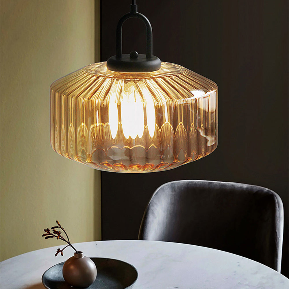 Lámpara Colgante de Vidrio Estriado Vintage – Diseño Clásico para Decoración de Interiores 7