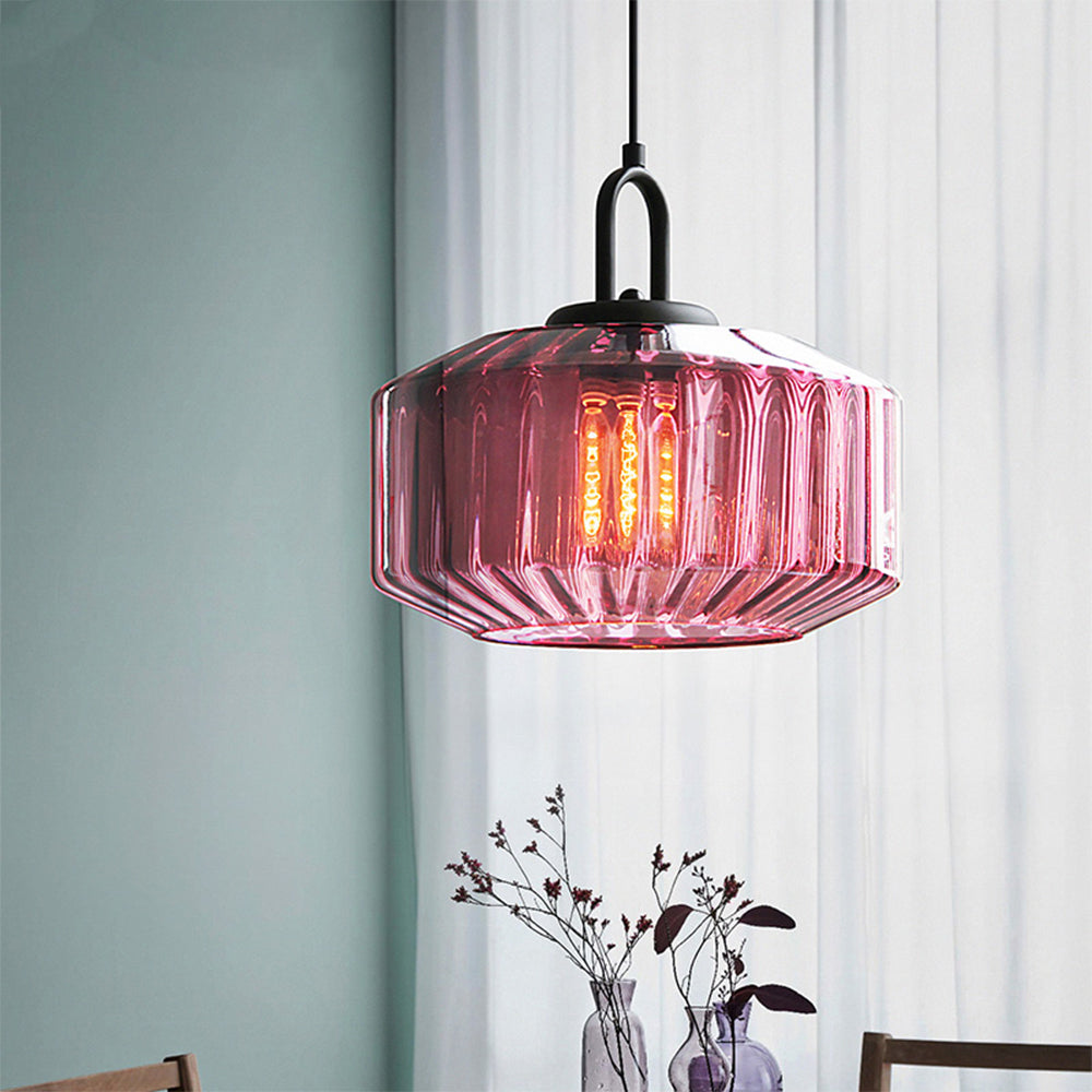 Lámpara Colgante de Vidrio Estriado Vintage – Diseño Clásico para Decoración de Interiores 9