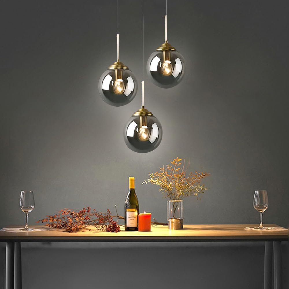 Lámpara Colgante de Vidrio Industrial con Acabado en Metal – Lámparas de Techo Modernas y Elegantes, Longitud Ajustable 150 cm 7