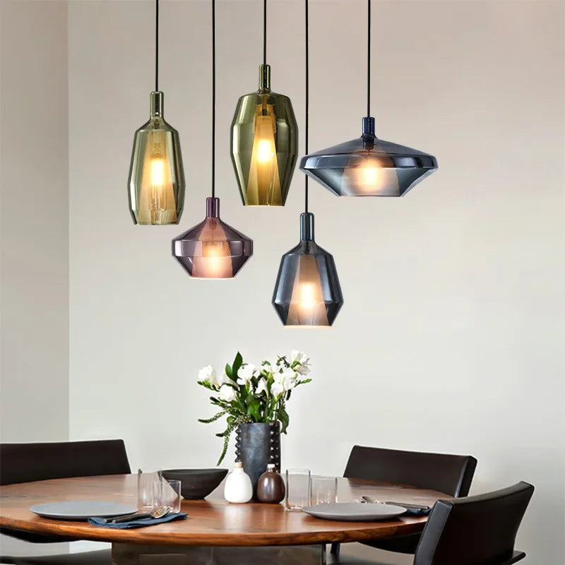 Lámpara Colgante de Vidrio Moderno Multicolor para Comedor – Diseño Contemporáneo 2