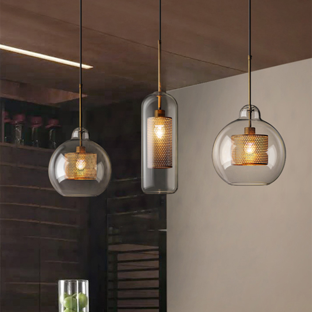 Lámpara Colgante de Vidrio Moderno con Acabado en Oro y Plata – Longitud Ajustable 150cm 3