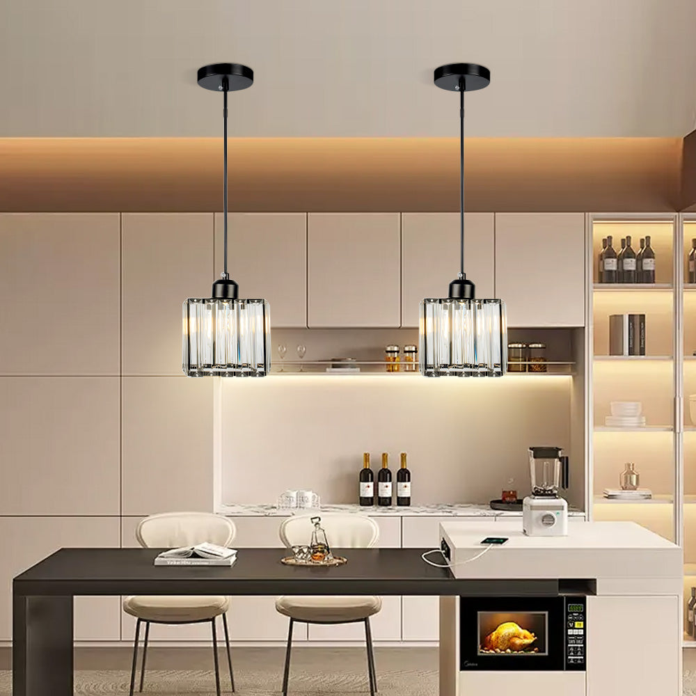 Lámpara Colgante de Vidrio Moderno con Múltiples Pantallas para Cocina – Acabado Negro 2