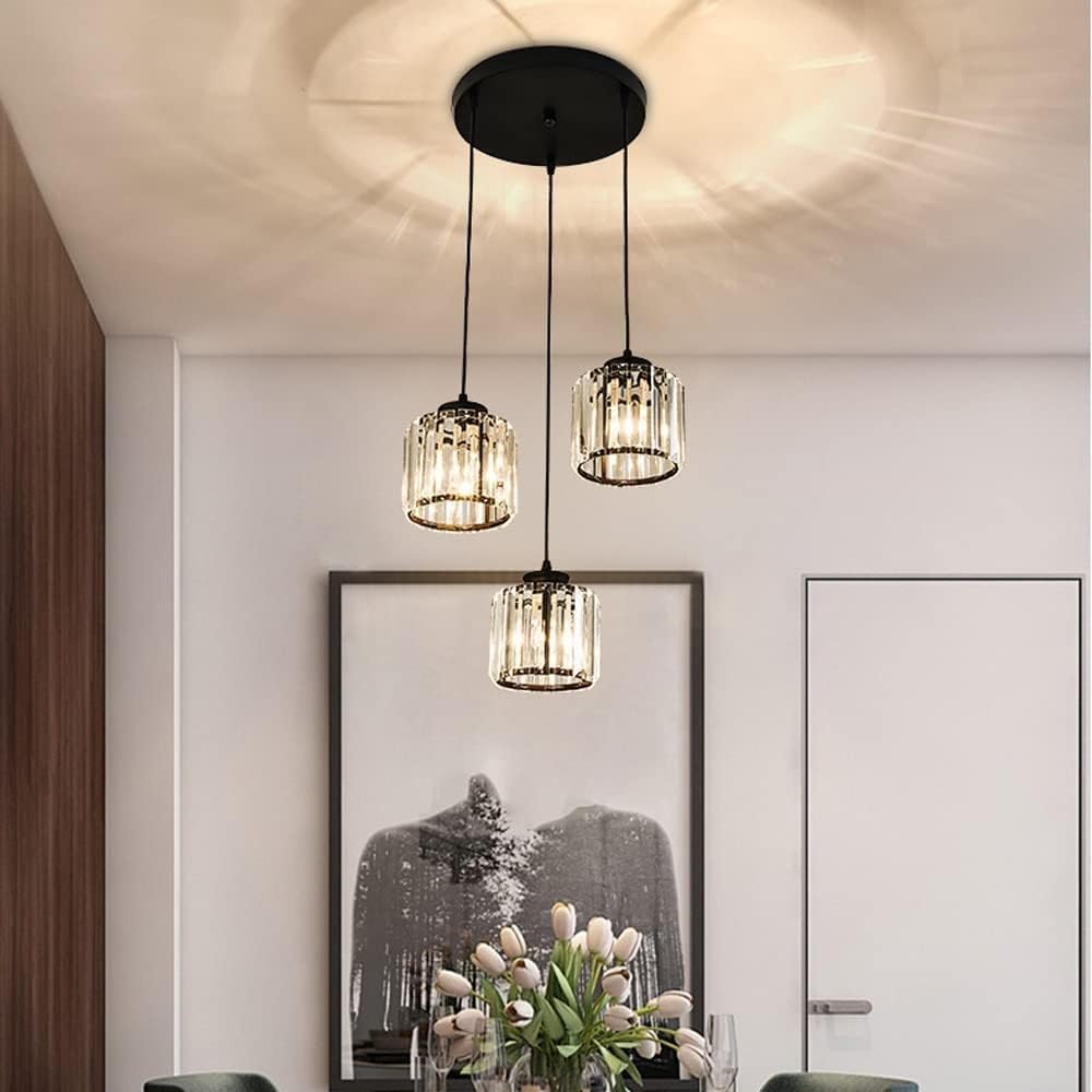Lámpara Colgante de Vidrio Moderno con Múltiples Pantallas para Cocina – Acabado Negro 9
