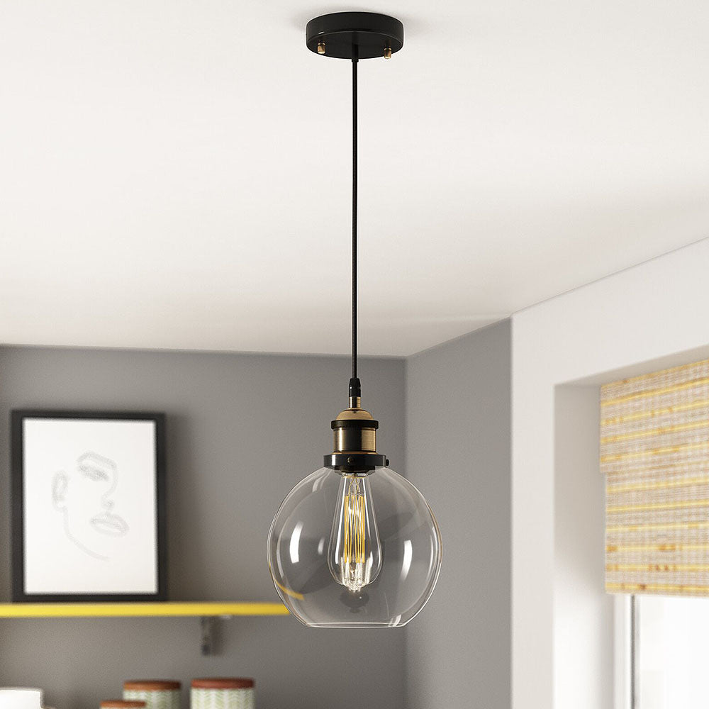 Lámpara Colgante de Vidrio Negro con Estilo Minimalista – Iluminación Moderna para Comedor y Sala 0