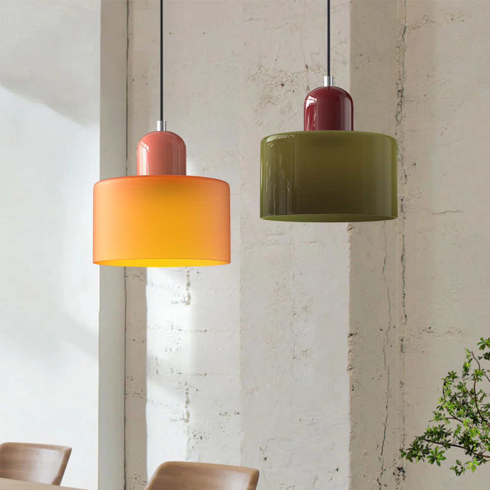 Lámpara Colgante de Vidrio Pequeña Estilo Bauhaus para Isla de Cocina 1