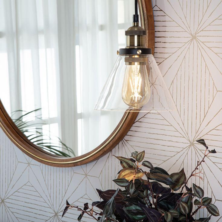 Lámpara Colgante de Vidrio Transparente de Estilo Nórdico para Mesita de Noche 12