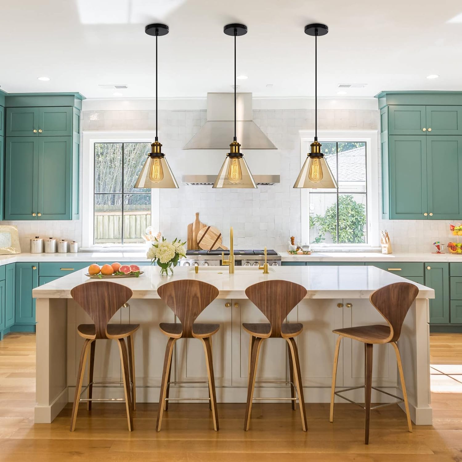 Lámpara Colgante de Vidrio Transparente de Estilo Nórdico para Mesita de Noche 9