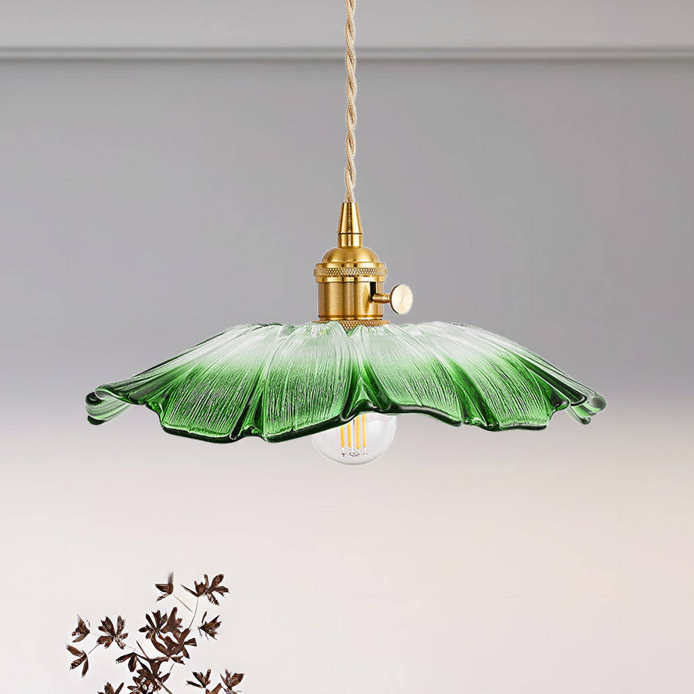 Lámpara Colgante de Vidrio en Forma de Flor Retro para Comedor 12