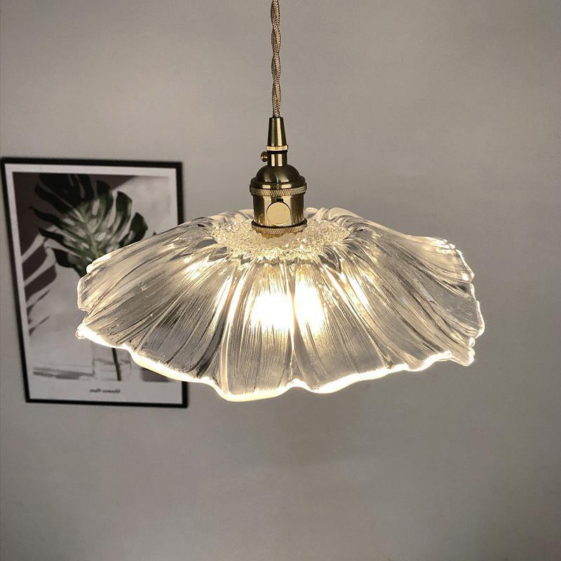 Lámpara Colgante de Vidrio en Forma de Flor Retro para Comedor 15