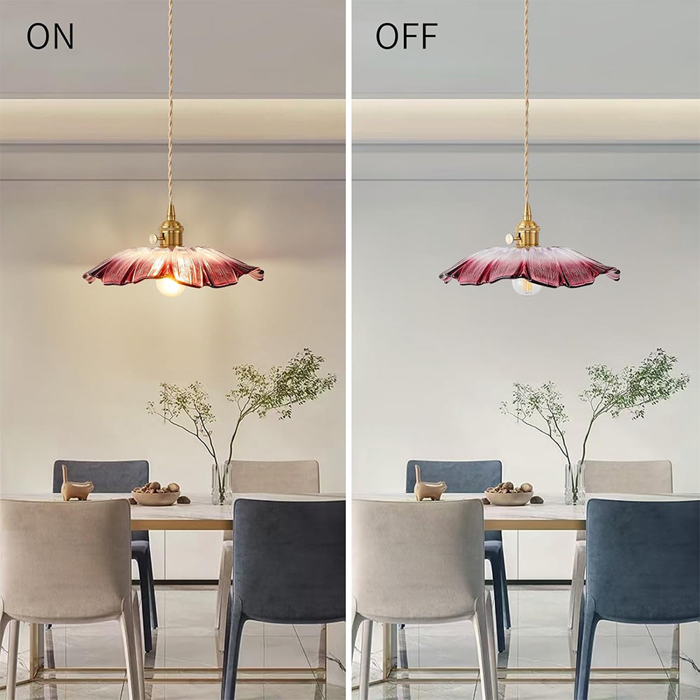 Lámpara Colgante de Vidrio en Forma de Flor Retro para Comedor 2