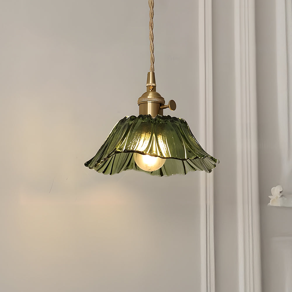 Lámpara Colgante de Vidrio en Forma de Flor Retro para Comedor 8