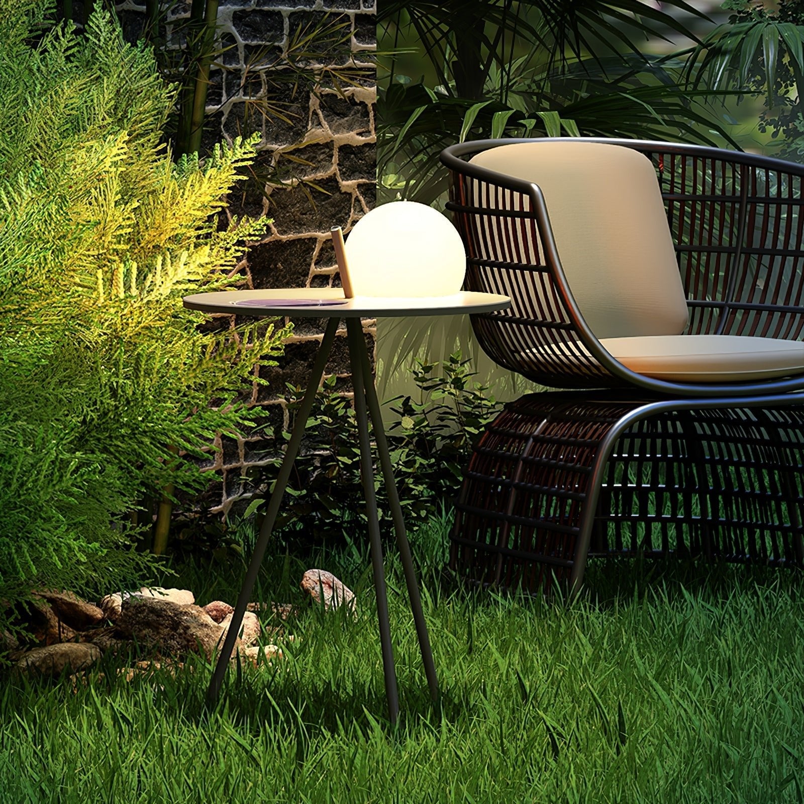 Lámpara Solar Exterior Tripode con Mesa Auxiliar y Control Remoto – Luz LED Resistente al Agua para Jardín y Patio 1
