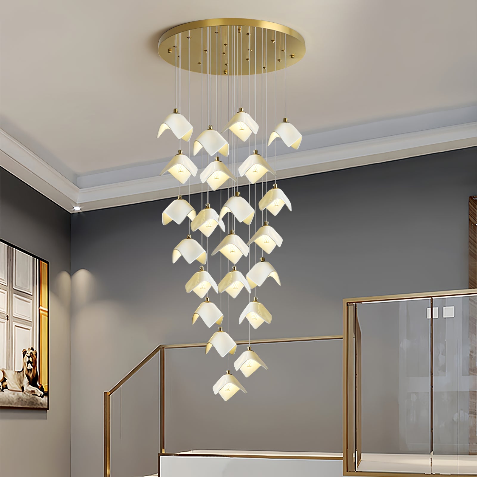 Lámpara de Araña Calvella de Hierro y Cerámica, Diseño Elegante y Natural para Interiores 2
