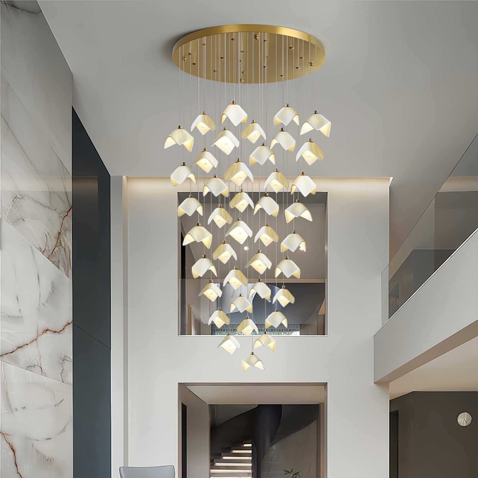 Lámpara de Araña Calvella de Hierro y Cerámica, Diseño Elegante y Natural para Interiores 3