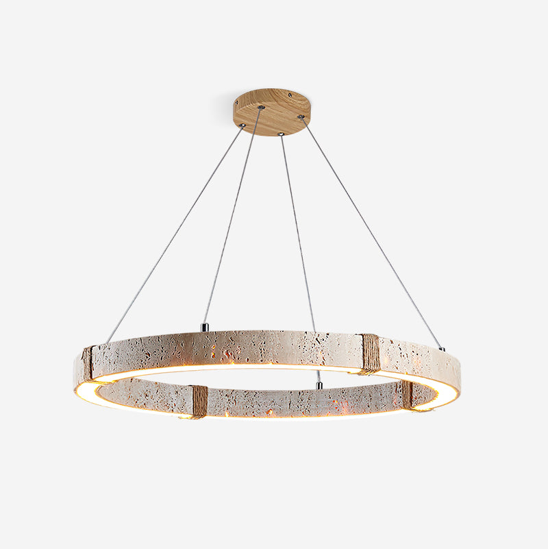 Lámpara de Araña Circular de Travertino – Diseño Moderno y Elegante con Iluminación LED Integrada 1