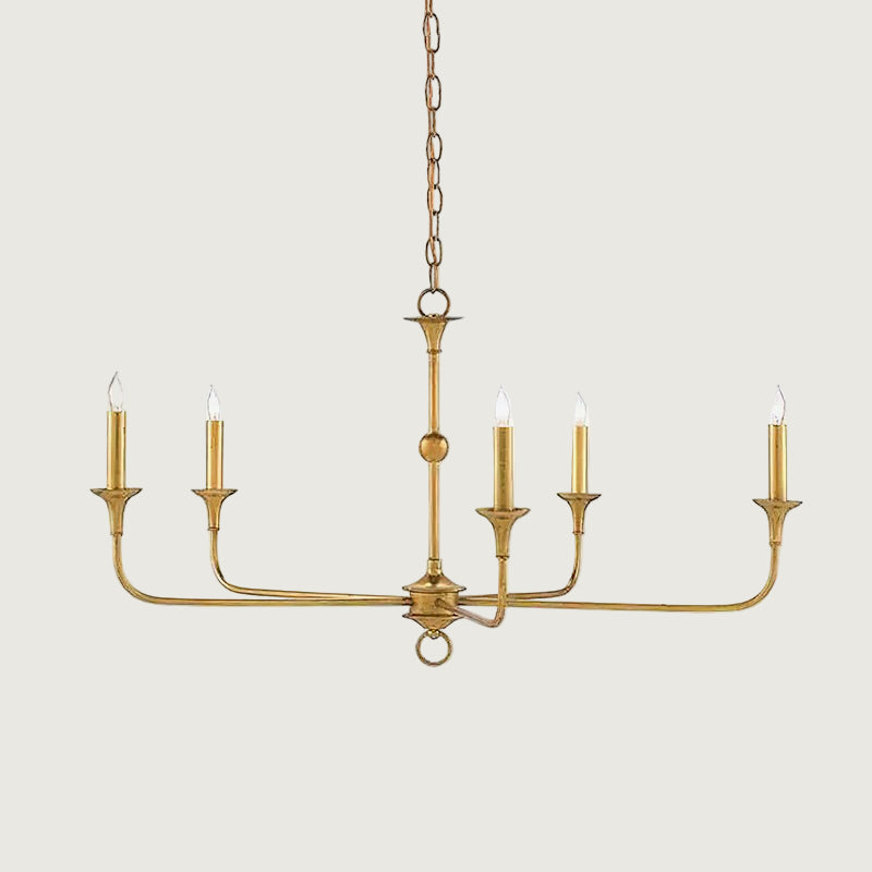 Lámpara de Araña Elegante de Candelabro en Bronce y Metal con Bombillas LED, Tamaño Ajustable y Acabados de Hoja de Oro 1