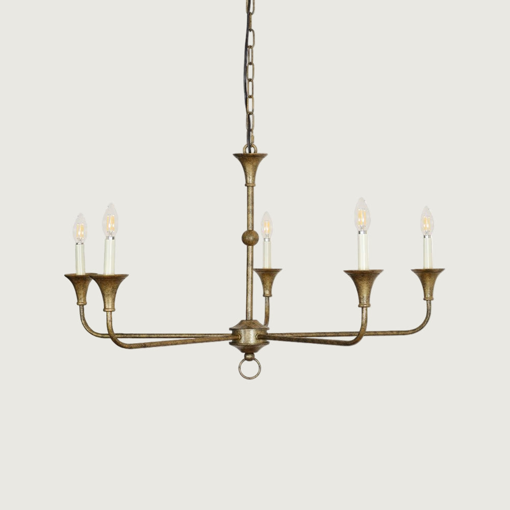 Lámpara de Araña Elegante de Candelabro en Bronce y Metal con Bombillas LED, Tamaño Ajustable y Acabados de Hoja de Oro 11
