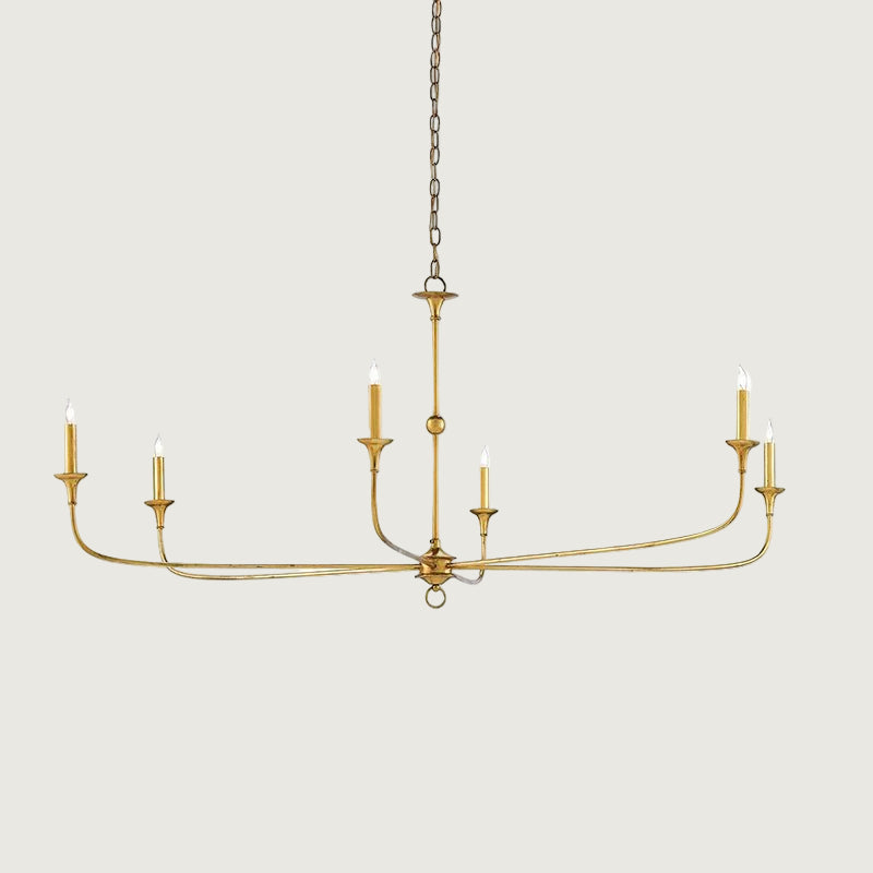 Lámpara de Araña Elegante de Candelabro en Bronce y Metal con Bombillas LED, Tamaño Ajustable y Acabados de Hoja de Oro 9