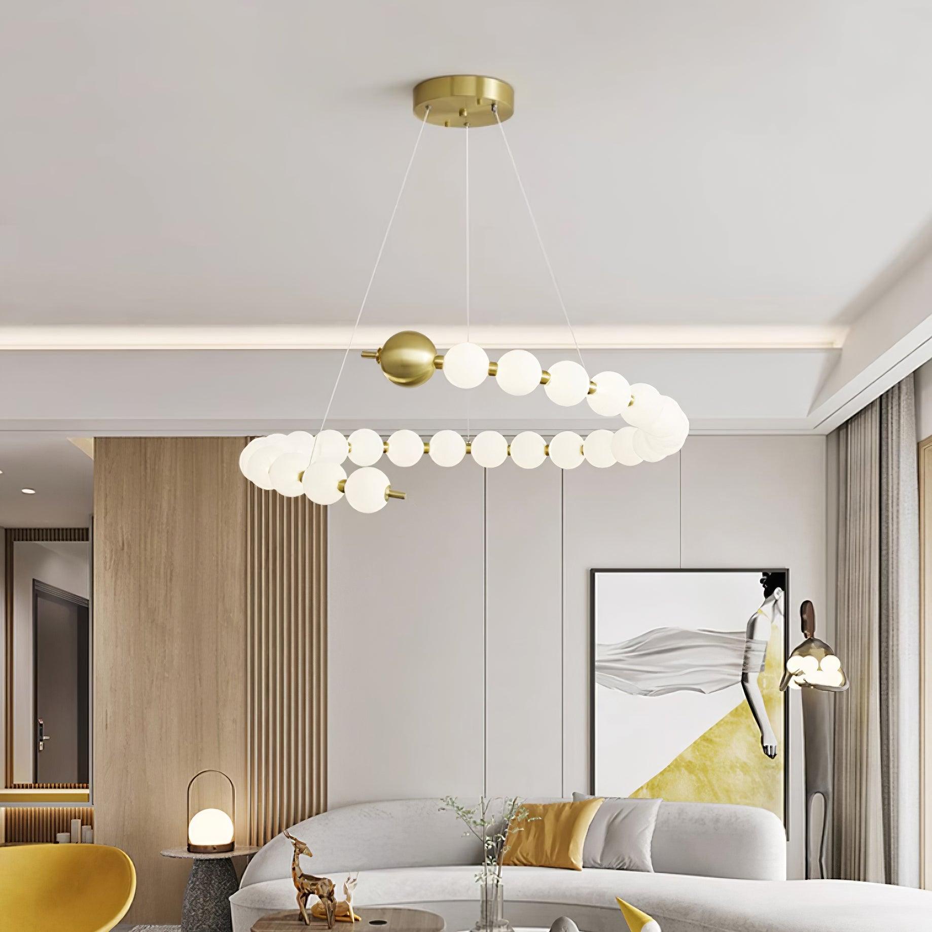Lámpara de Araña Killian de Perlas con Diseño Elegante y Luz LED Integrada - Acabado en Oro 2