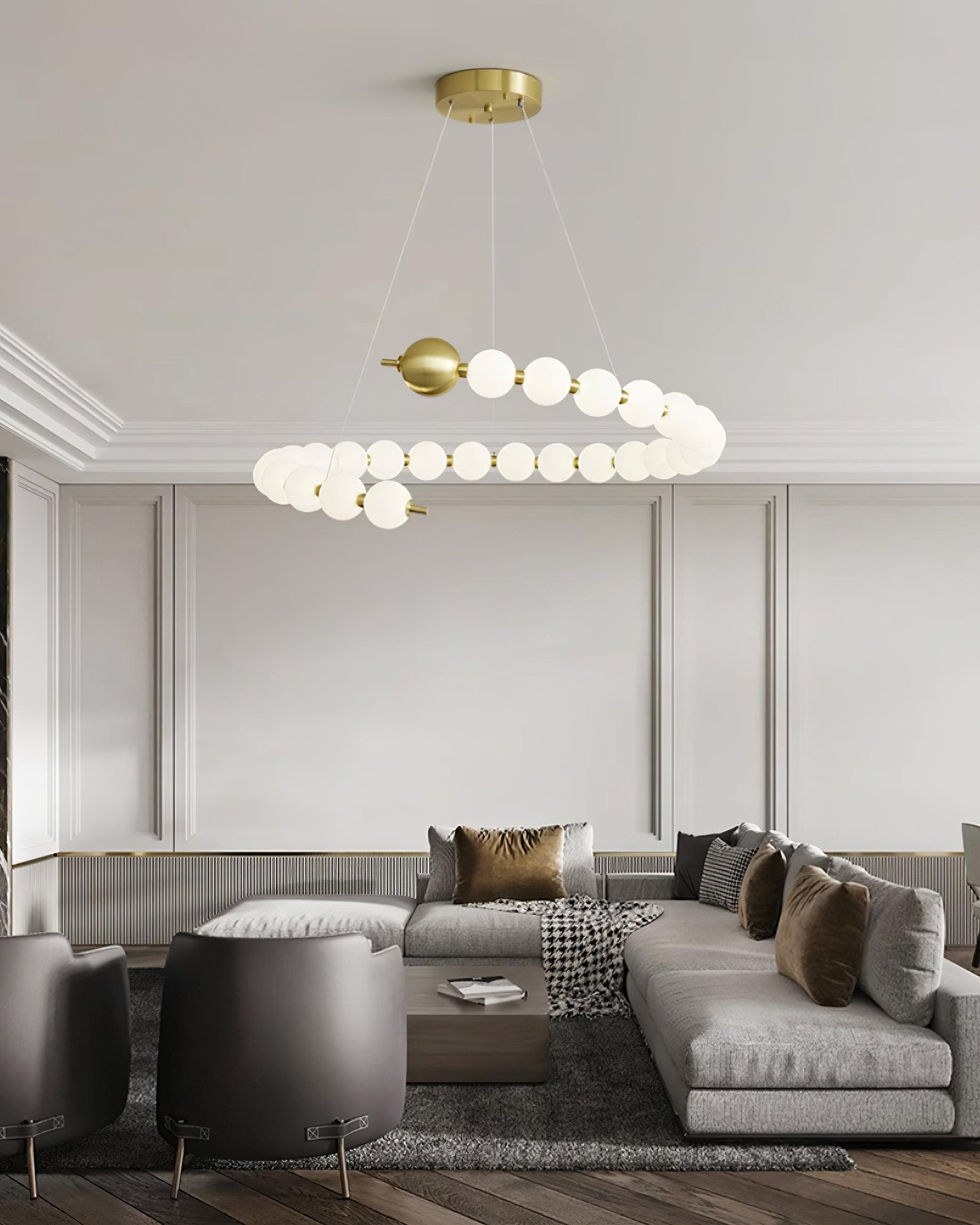 Lámpara de Araña Killian de Perlas con Diseño Elegante y Luz LED Integrada - Acabado en Oro 3