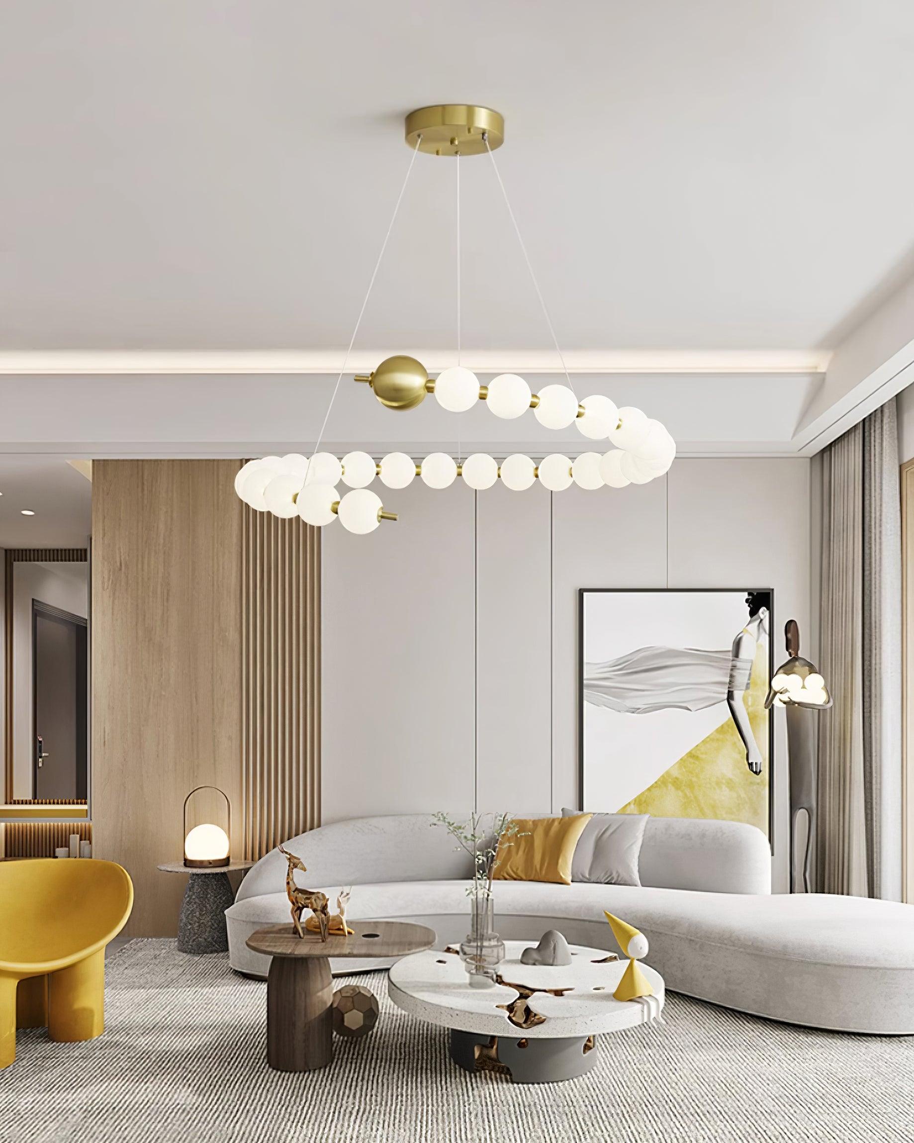 Lámpara de Araña Killian de Perlas con Diseño Elegante y Luz LED Integrada - Acabado en Oro 4