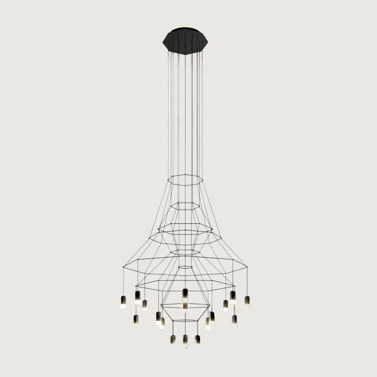 Lámpara de Araña Lines con LED, Diseño Moderno y Estructura de Cable Negro 0