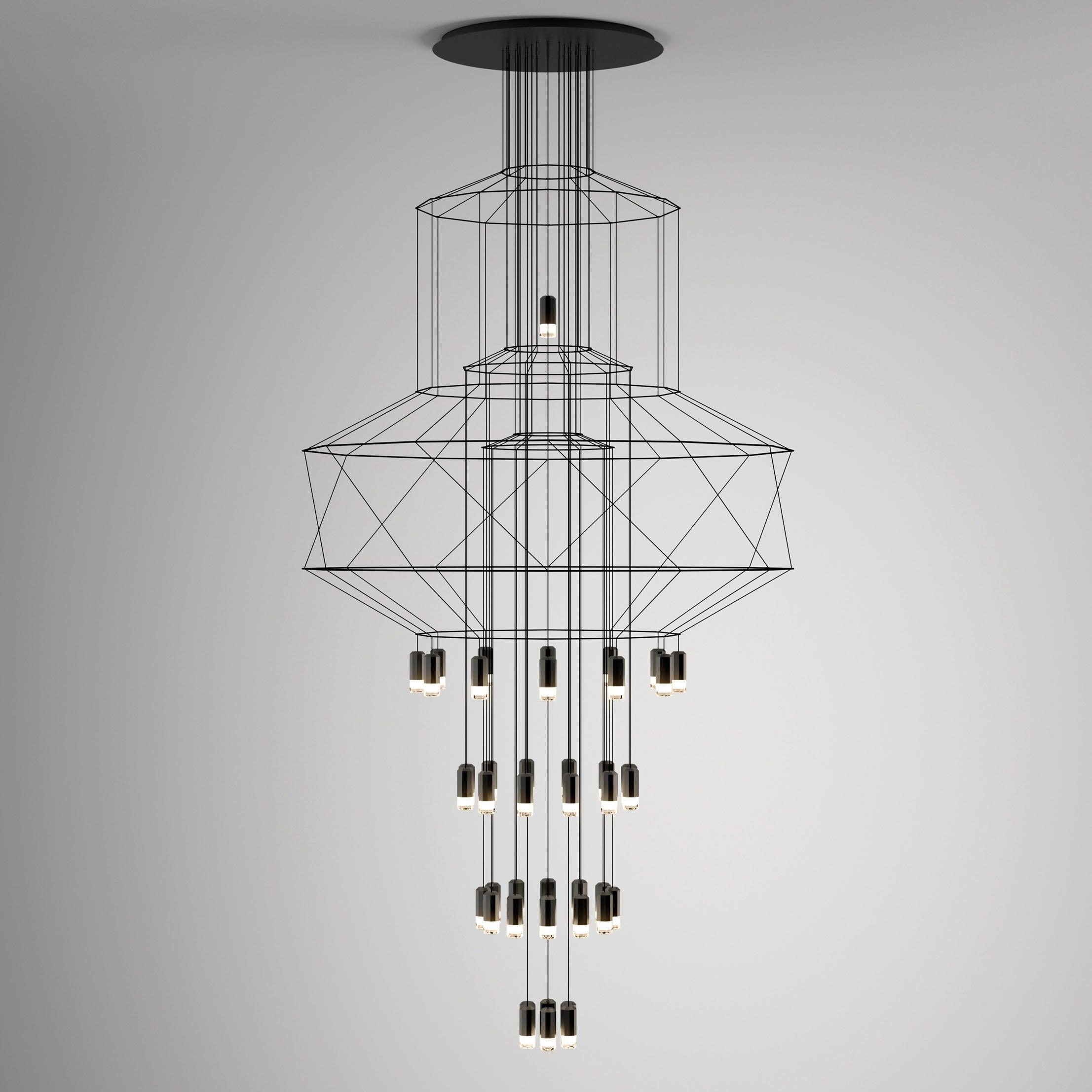 Lámpara de Araña Lines con LED, Diseño Moderno y Estructura de Cable Negro 11