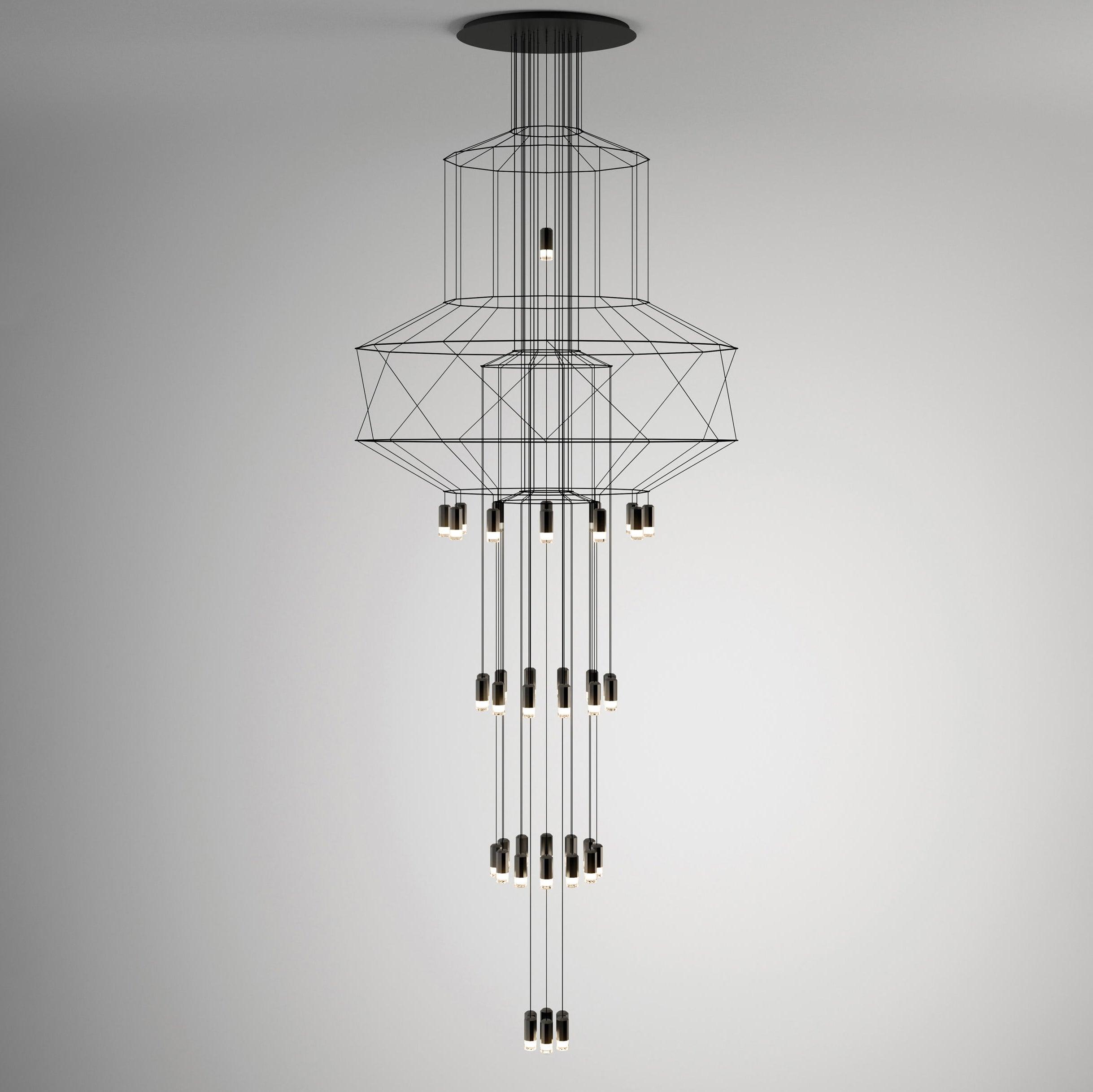 Lámpara de Araña Lines con LED, Diseño Moderno y Estructura de Cable Negro 14