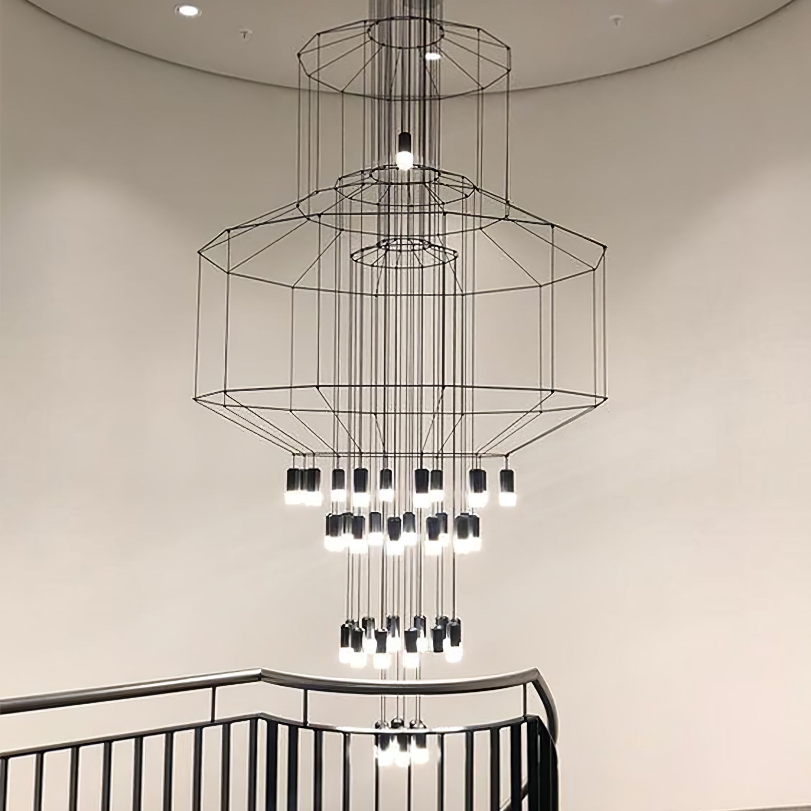 Lámpara de Araña Lines con LED, Diseño Moderno y Estructura de Cable Negro 5