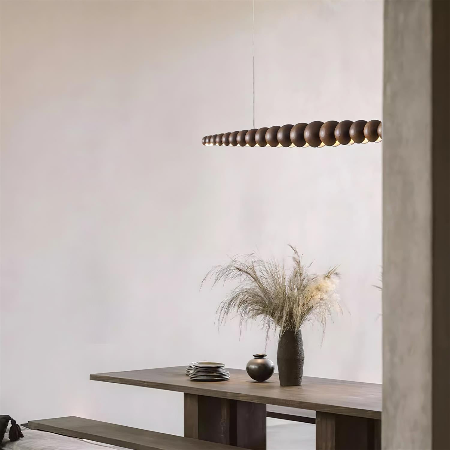 Lámpara de Araña Moderna Ajustable con Bombillas Esféricas en Negro Mate y Nogal – Diseño Elegante para Interiores 7