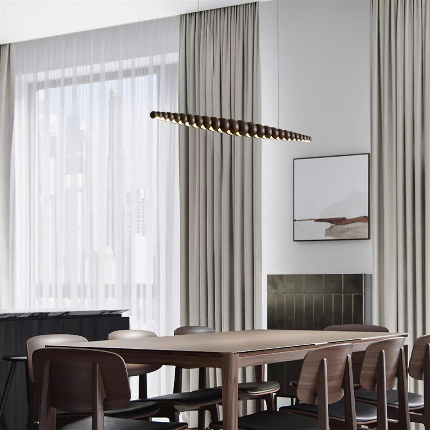 Lámpara de Araña Moderna Ajustable con Bombillas Esféricas en Negro Mate y Nogal – Diseño Elegante para Interiores 8