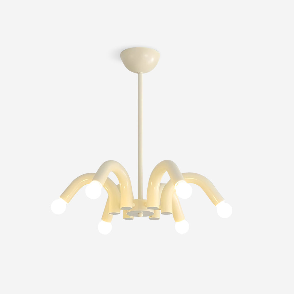Lámpara de Araña Moderna de 6 Luces en Beige, Diseño Curvado, Diámetro 54 cm, Ideal para Interiores 1