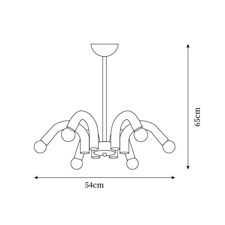Lámpara de Araña Moderna de 6 Luces en Beige, Diseño Curvado, Diámetro 54 cm, Ideal para Interiores 4