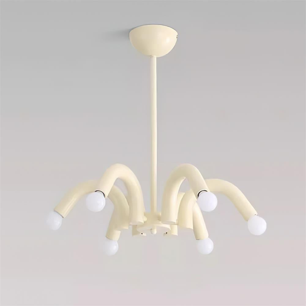 Lámpara de Araña Moderna de 6 Luces en Beige, Diseño Curvado, Diámetro 54 cm, Ideal para Interiores 7