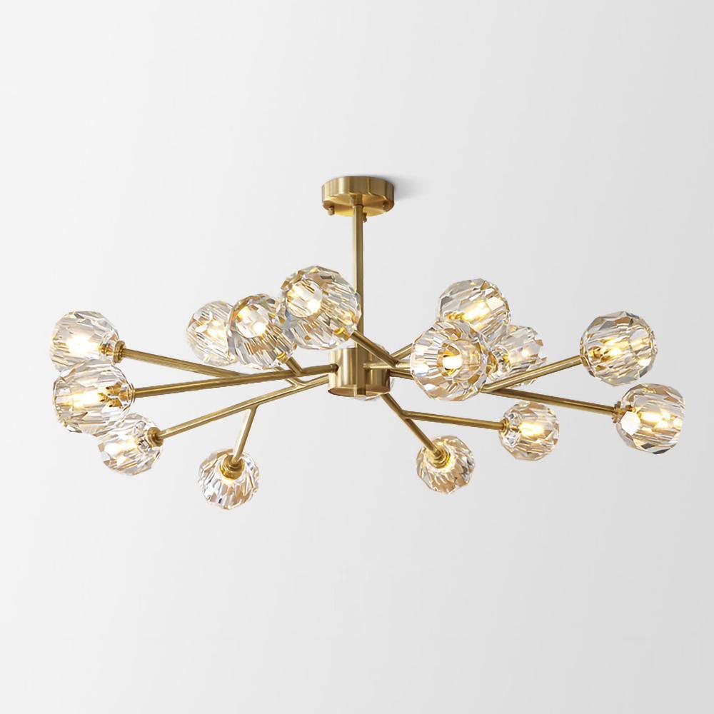 Lámpara de Araña Moderna de Cristal en Forma de Esfera - Diseño Minimalista y Acabado en Latón 13