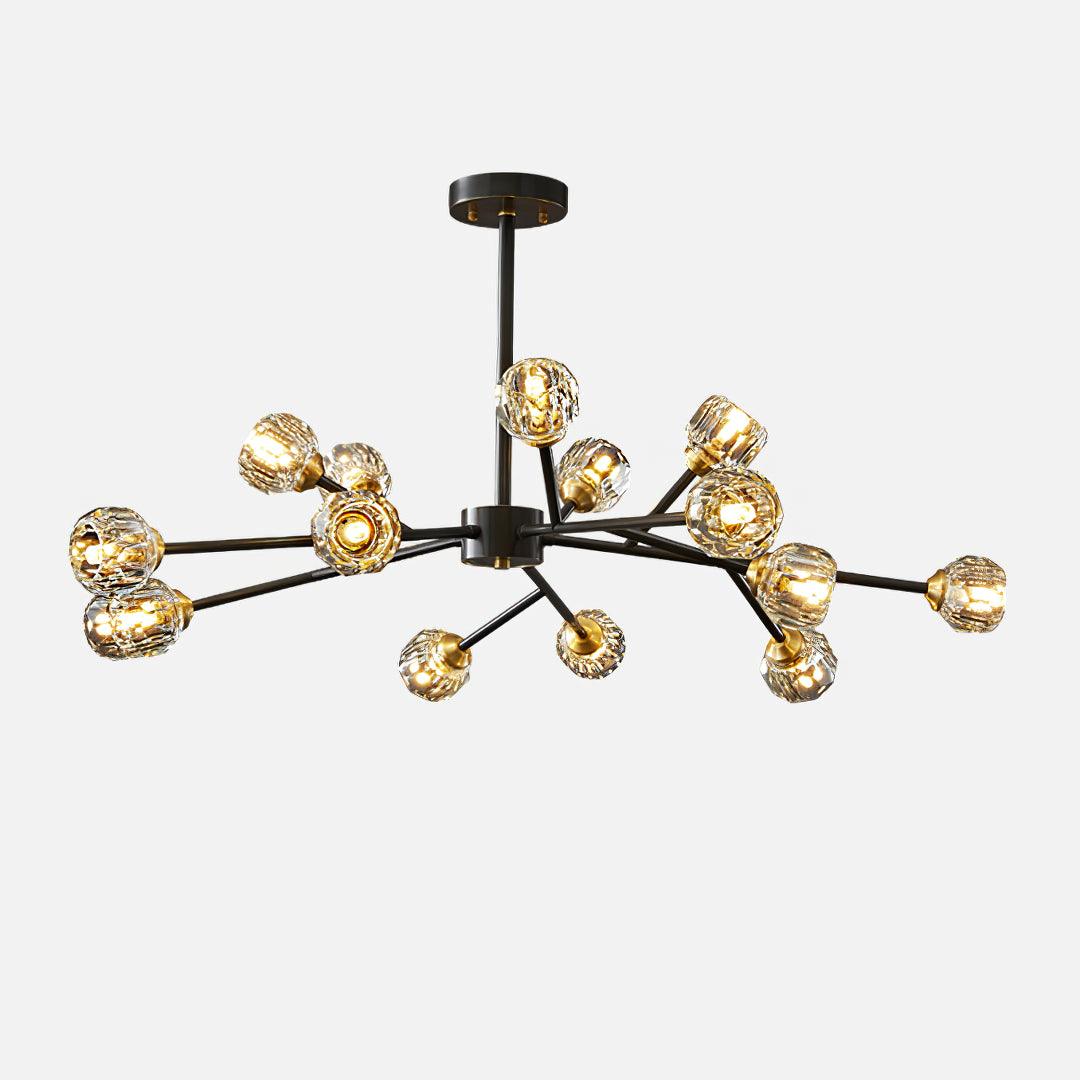 Lámpara de Araña Moderna de Cristal en Forma de Esfera - Diseño Minimalista y Acabado en Latón 15